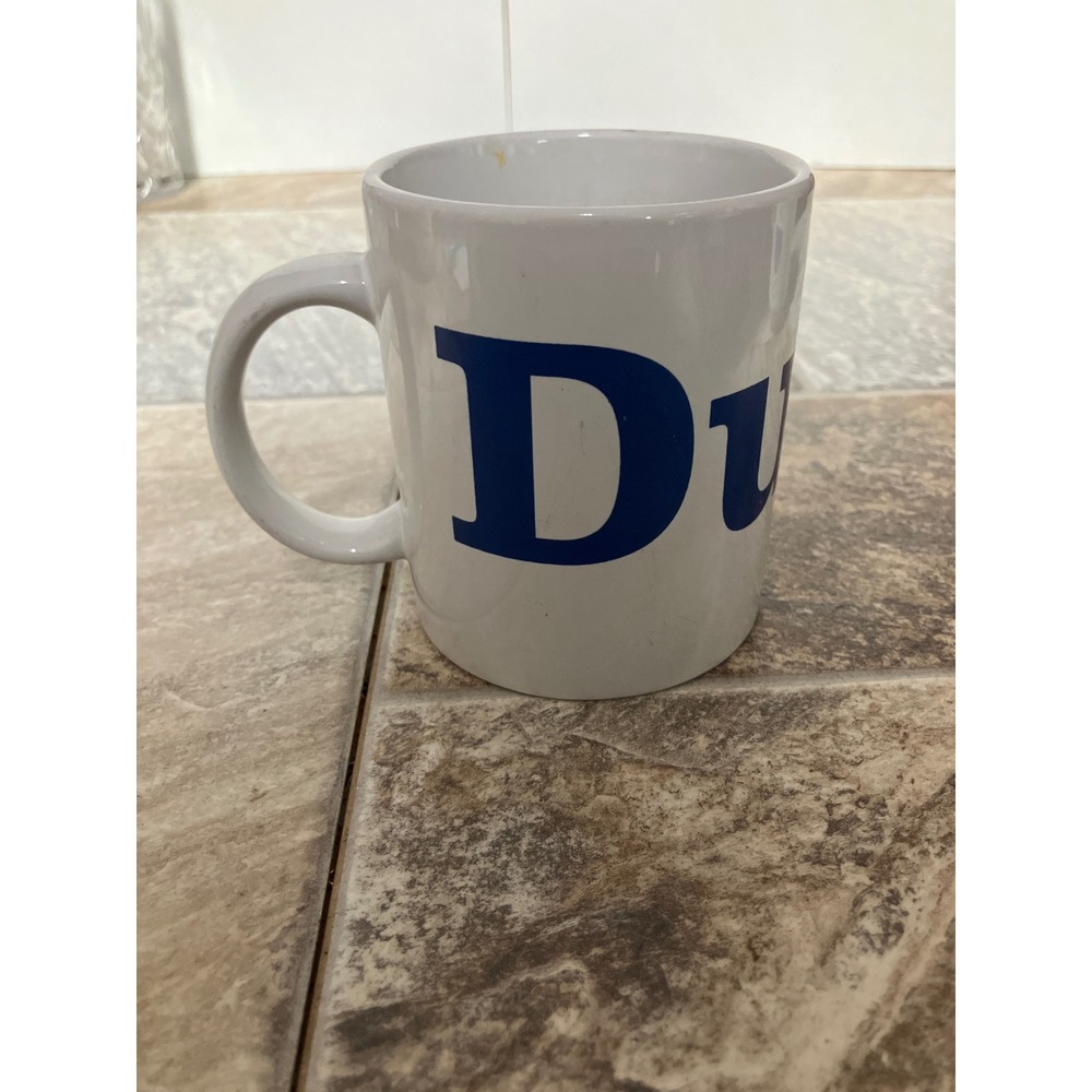 Vintage Duplo Logo Ceramic Coffee Mug White Blue Graphic Toy Collectible 90s
